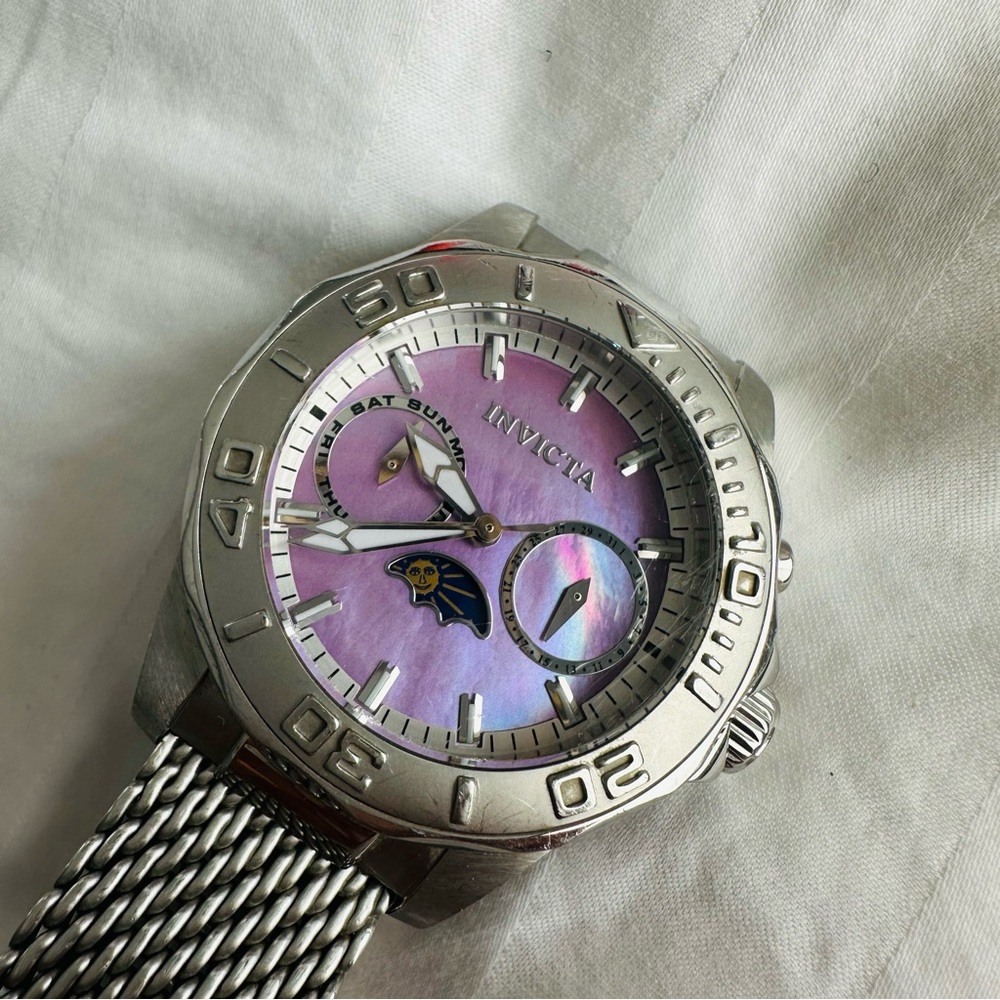 Invicta Sea Wizard III Stainless Steel Diver Watch 19550 Lilac Mother of Pearl - Picture 3 of 9